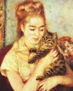 Pierre Renoir Woman with a Cat oil on canvas